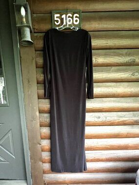 Kelly Faetanini Elegant Black Long Sleeve Backless Sheath Evening Gown, Size 8